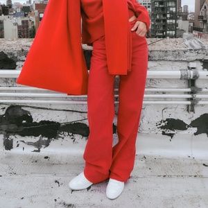 Zara red wide leg jeans